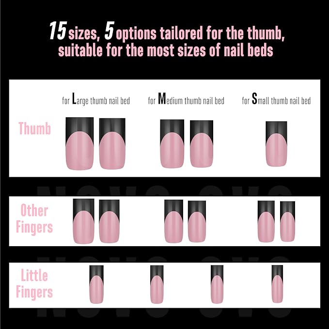 Sharp Square Black French Tip Berry Pink