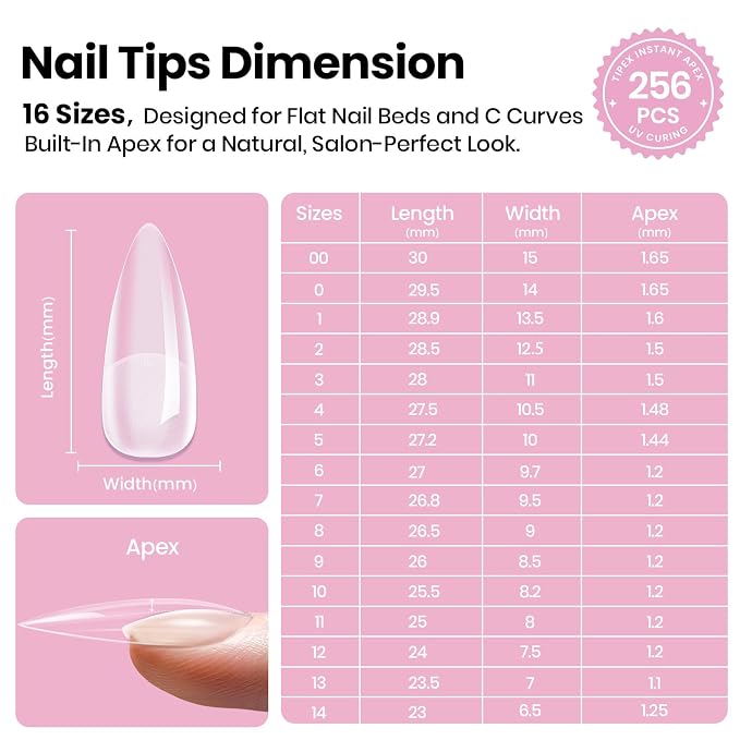 0 - Tipex Lite Nails Only | Medium Stiletto | 256