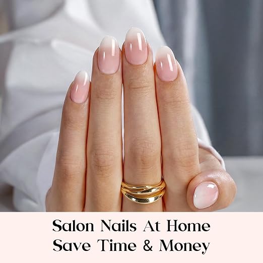 3 - Press On Nails Only | Short Amlond | Pink Ombre