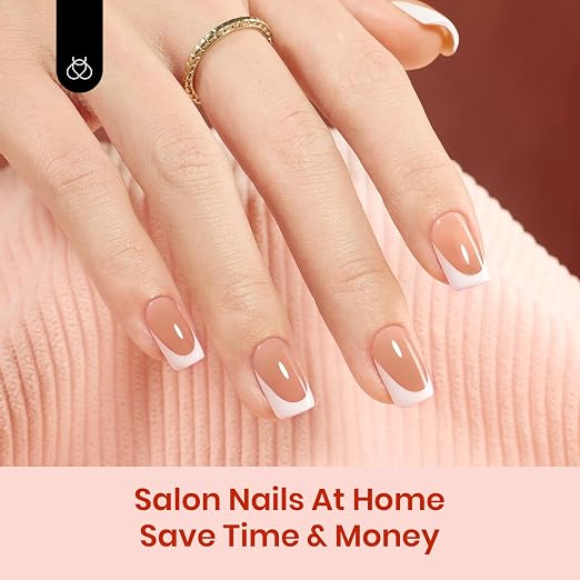 F - Press On Nail Kit | Short Square | Brown French