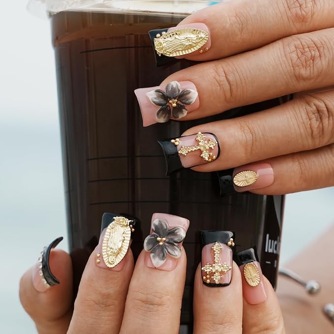 Black Gold Floral Vow