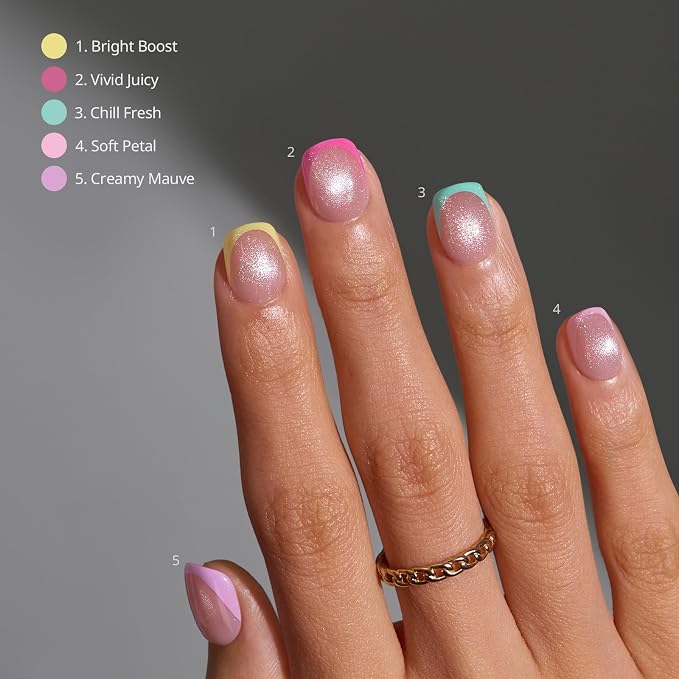 02 XXS - Squoval Brighter Pastel French in Cat Eye Base