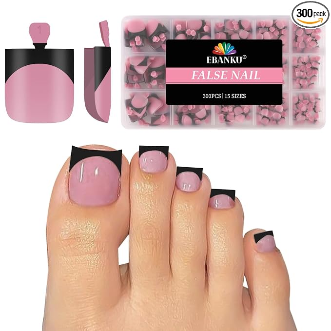 French tip Toe Nail Tips Black