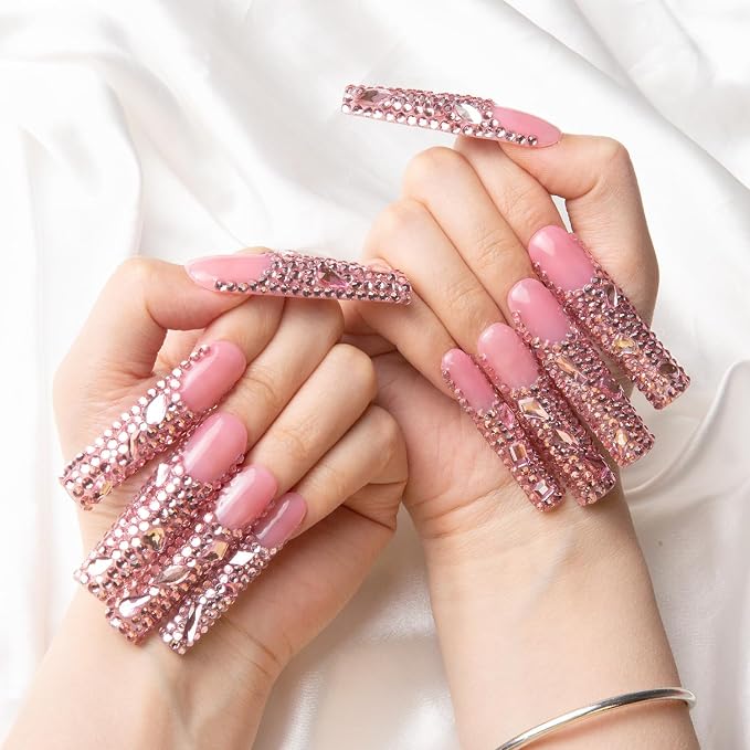 Pink French Tip Rhinestone