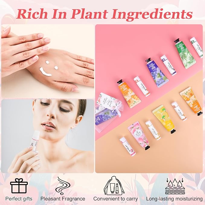 80 Sets Hand Cream and Lip Balm Gifts