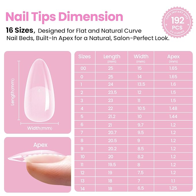 2 - Tipex Lite Nails Kit | Medium Almond | 192