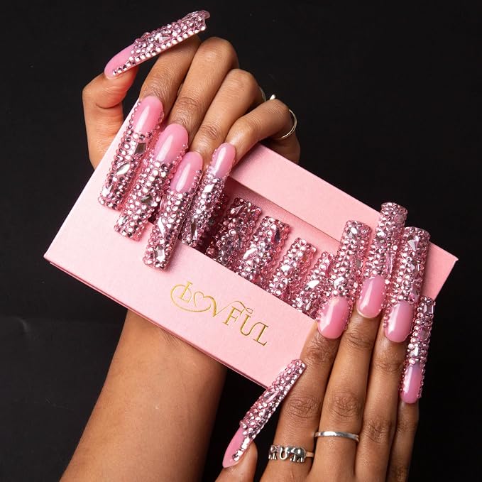 Pink French Tip Rhinestone