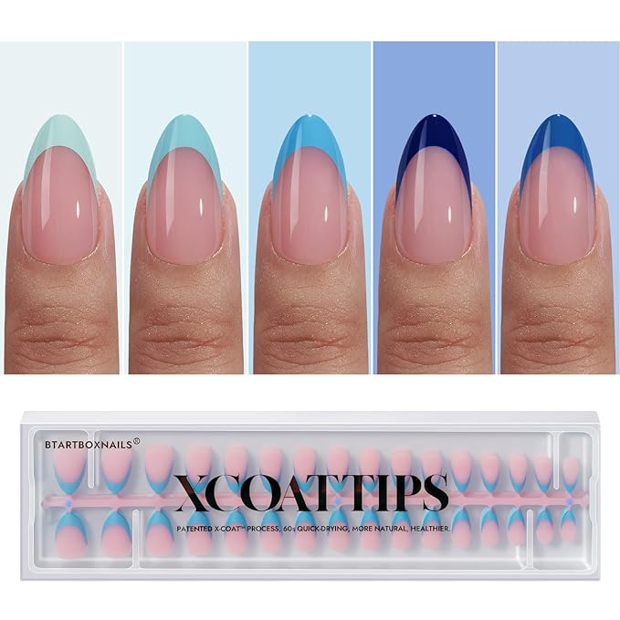 03 S - Almond Blue French in Pink Base