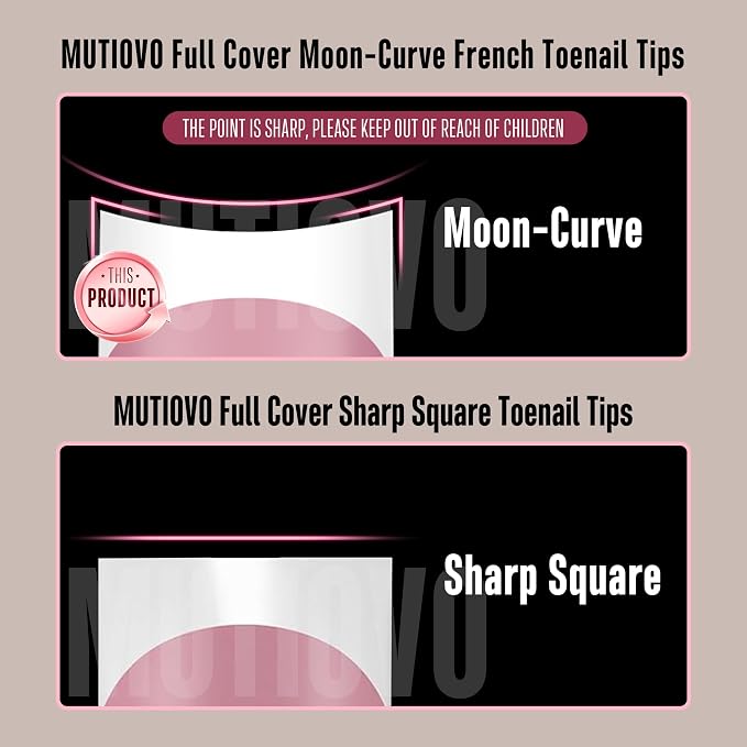 MUTIOVO Short Toe Nail White French Tip BERRY PINK with Moon Curve