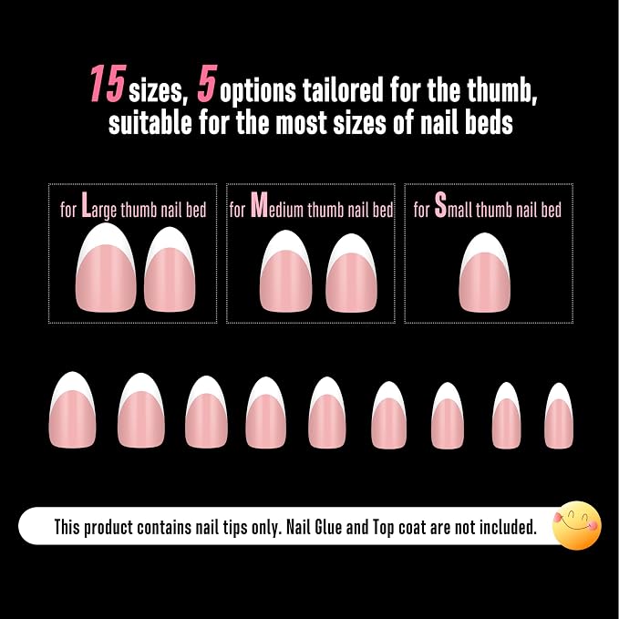 Almond White French Tip Baby Pink