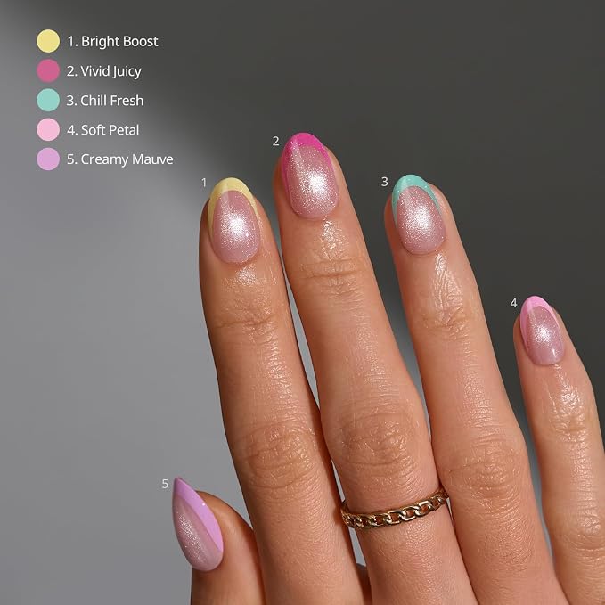 03 XS - Oval Brighter Pastel French in Cat Eye Base