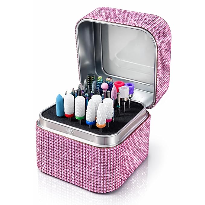30Pcs Nail Bits with Pink Case