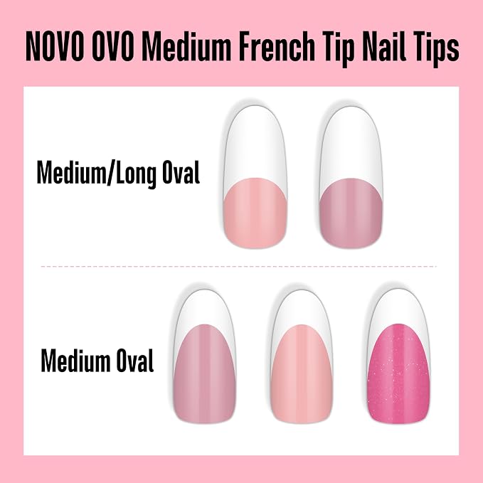 Medium/Long Oval Round Old School White French Tip Berry Pink 240