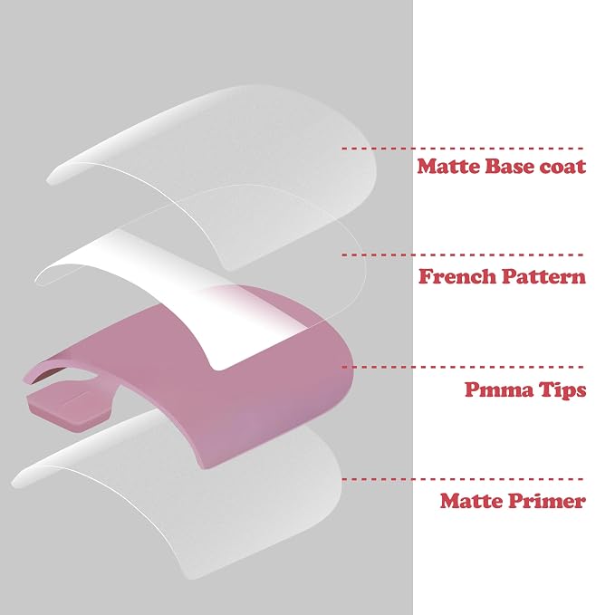 Sharp Square French tip Toe Nail Tips Berry Pink