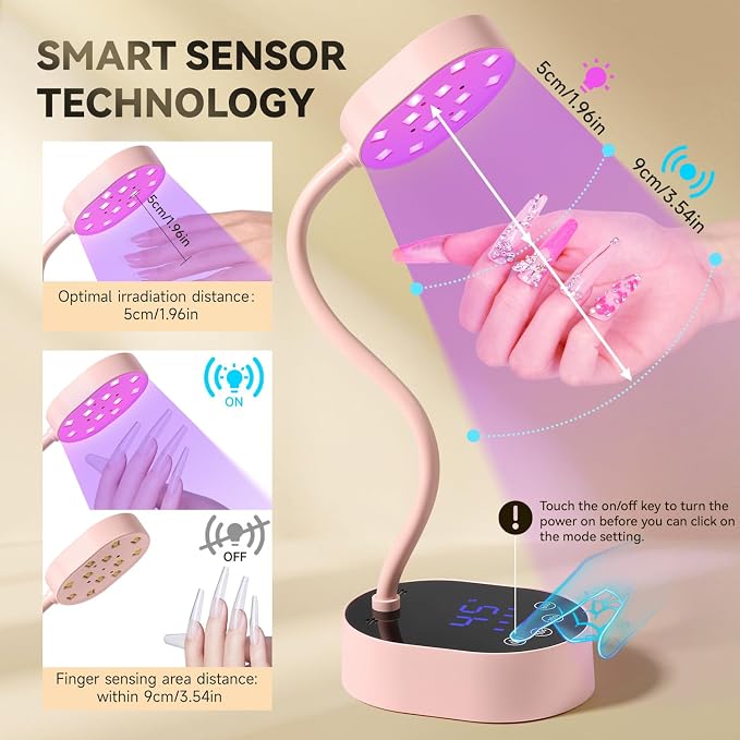 CC-Pink Gooseneck UV Nail Lamp