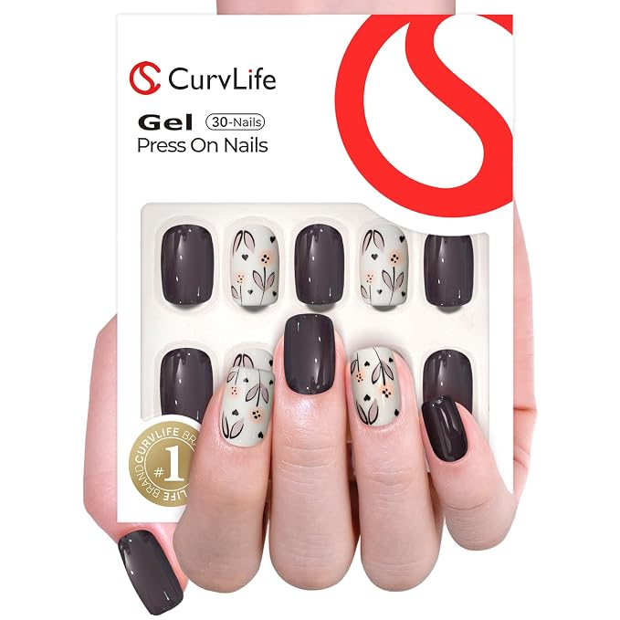 Short Square Floral Nails