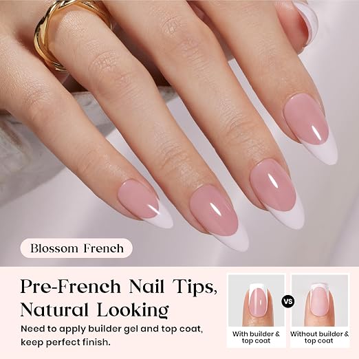 2 - Press On Nails Only | Medium Amlond | Pink French