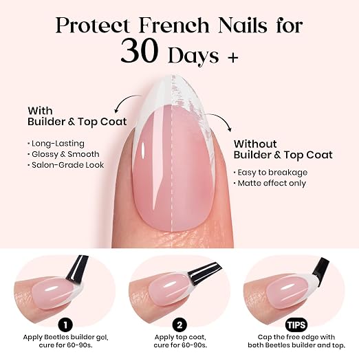 2 - Press On Nails Only | Medium Amlond | Pink French