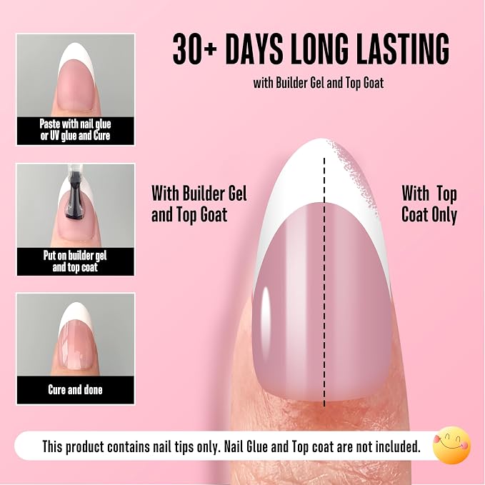 Almond White French Tip Berry Pink