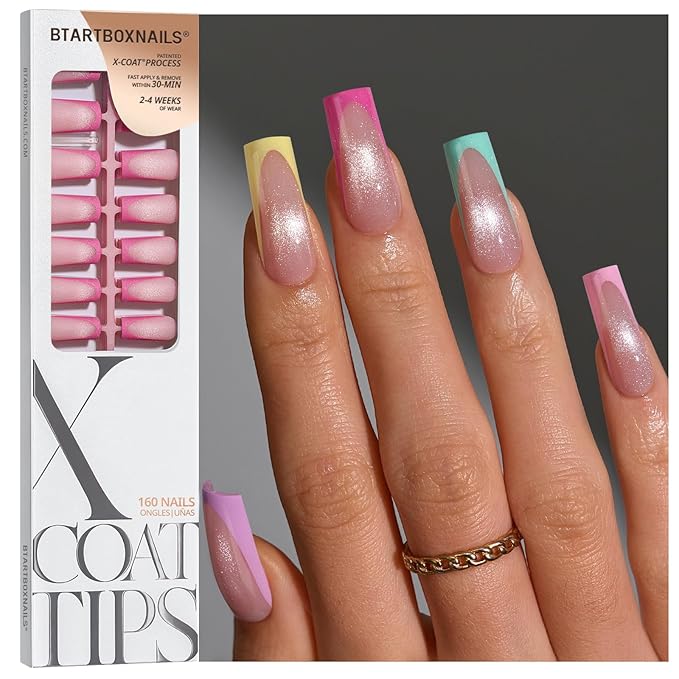 06 L - Square Brighter Pastel French in Cat Eye Base