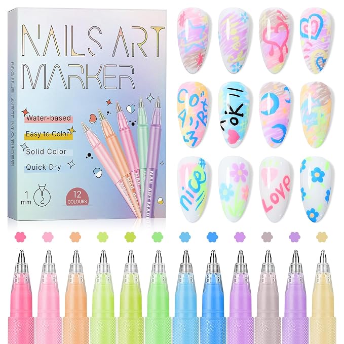 12 Colors Nail Art Pens Set 1