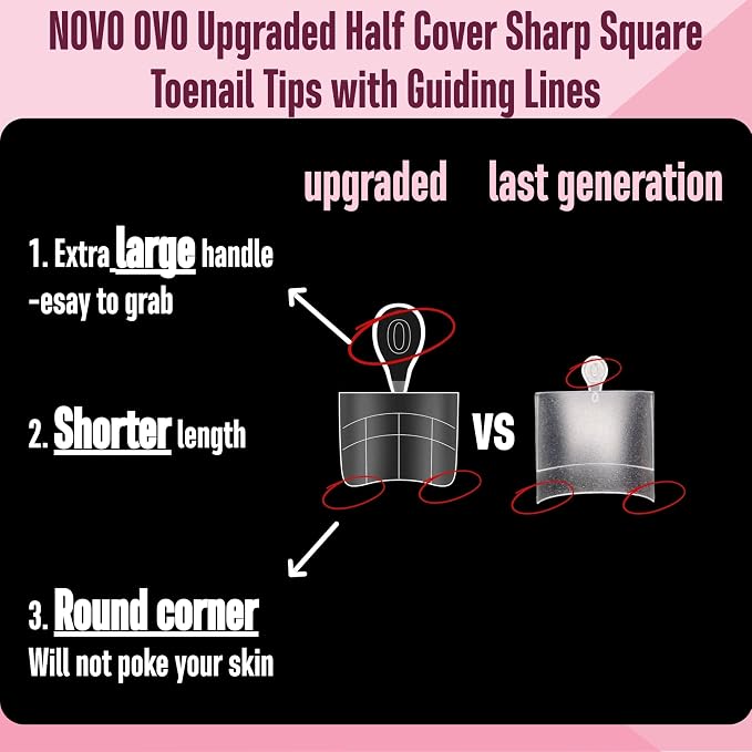 Square Toe Nail Tips Half Cover Meidum 300