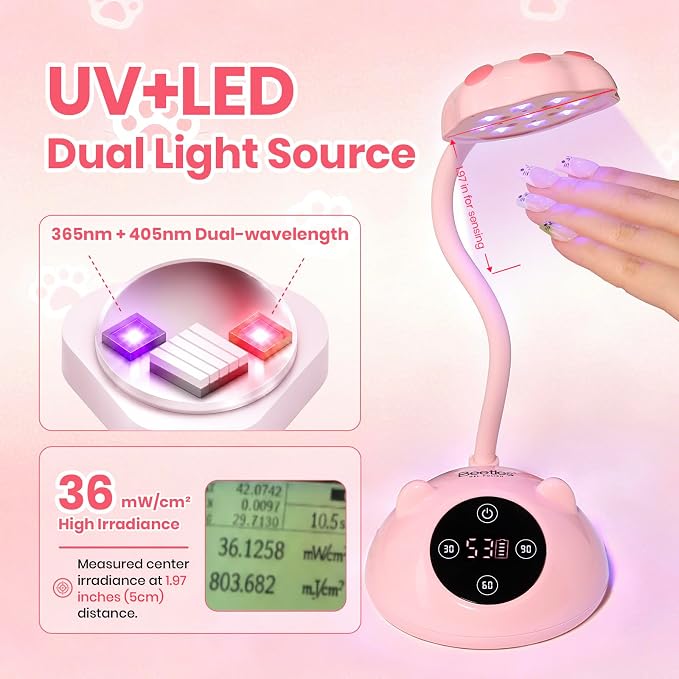 1-Pink Meowgic StrawPurr Mini UV Nail Lamp
