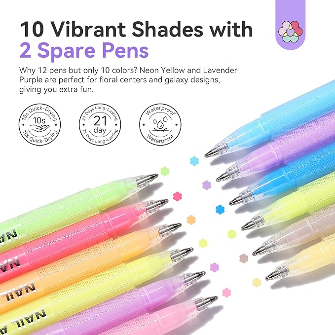 12 Colors Nail Art Pens Set 1
