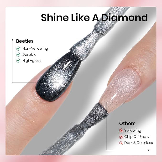 6Pcs Glitter Gel Top Coat Set