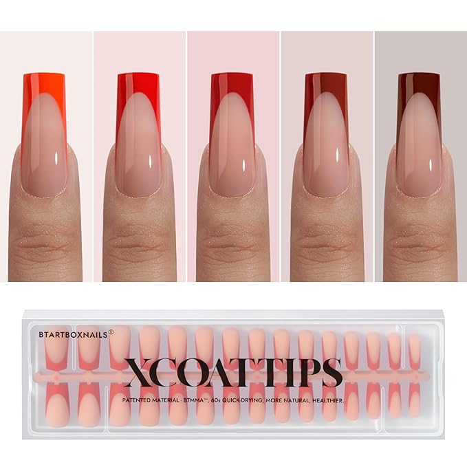 05 L - Square Red French in Nude Base