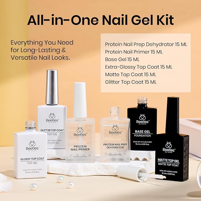 Glossy & Matte Gel Top and Base Coat Set & Nail Prep Dehydrator and Primer