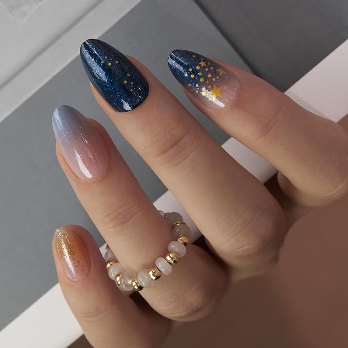 C2 - starry night glitter nails