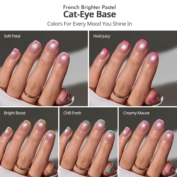 02 XXS - Squoval Brighter Pastel French in Cat Eye Base