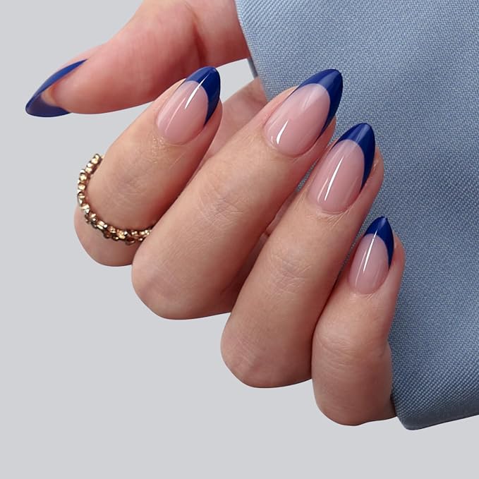 03 S - Almond Blue French in Pink Base