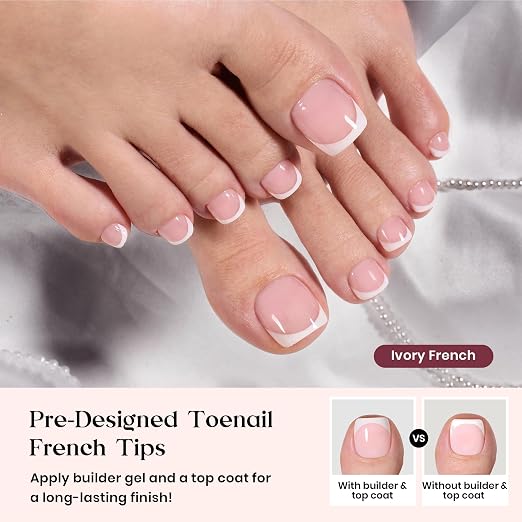 0 - Press On ToeNails Only | Short Square | Pink French