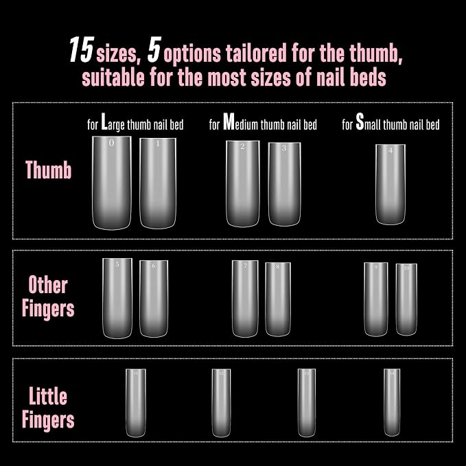 Long Sharp Square Clear Nail Tips 180