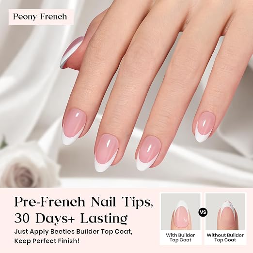 B - Press On Nail Kit | Short Amlond | Pink French