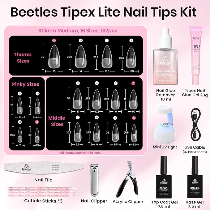 3 - Tipex Lite Nails Kit | Medium Stiletto | 192