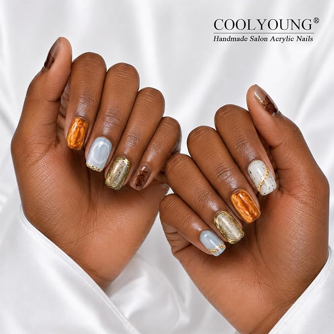 Brown press on nails
