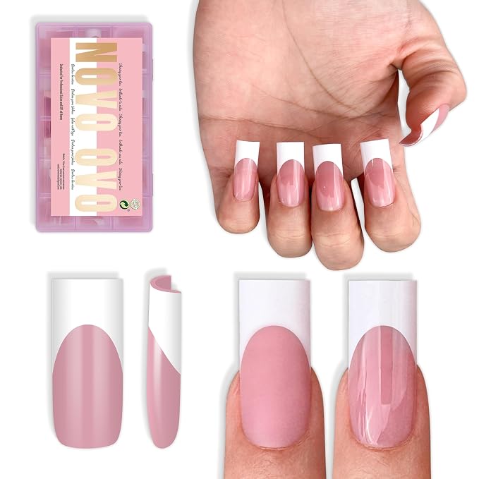 Sharp Square White French Tip Berry Pink
