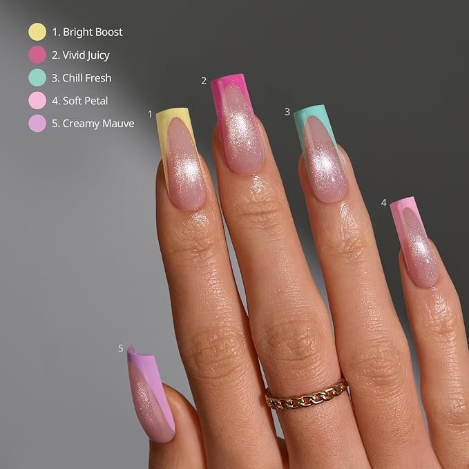 06 L - Square Brighter Pastel French in Cat Eye Base