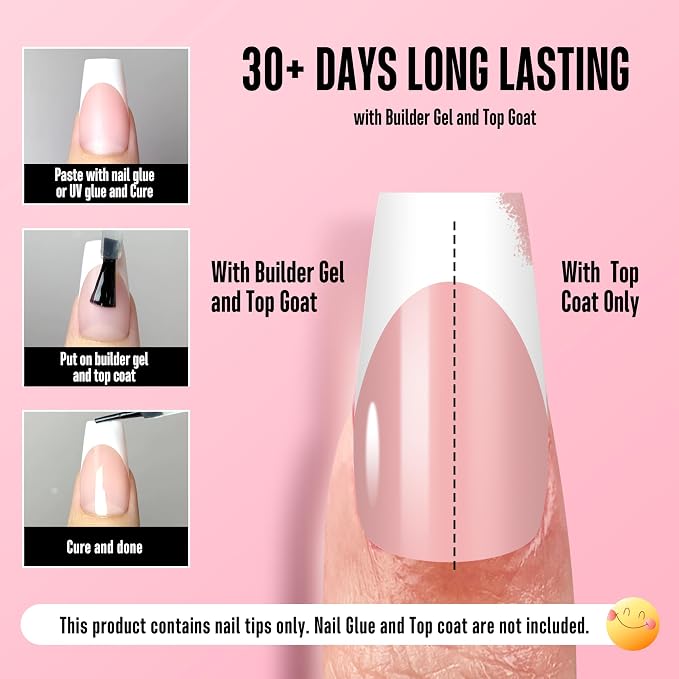 Coffin White French Tip Baby Pink