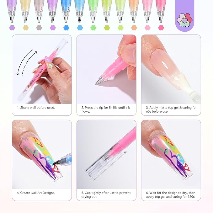 12 Colors Nail Art Pens Set 1