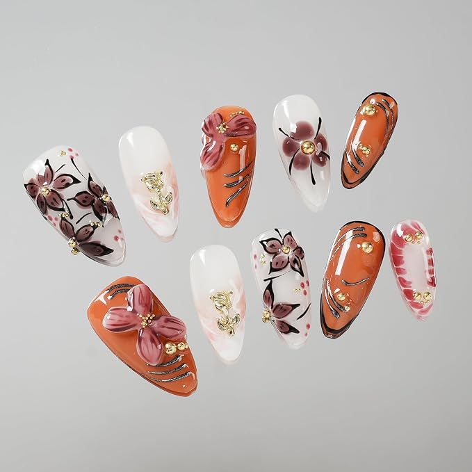 Orange Pink Flower Glaze