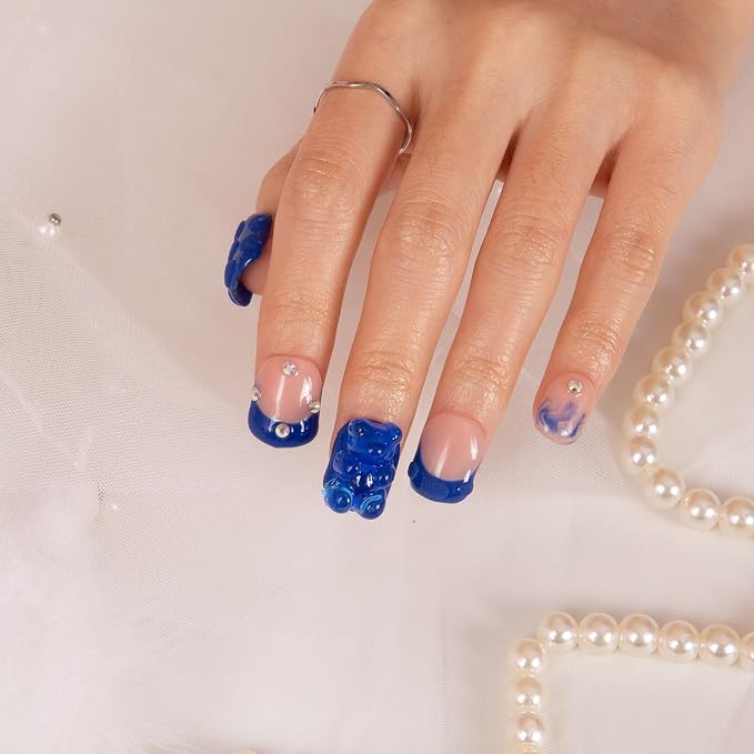 Little Blue Bear Blue French Tip