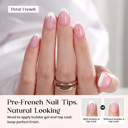 2 - Press On Nails Only | Extra Short Amlond | Pink French