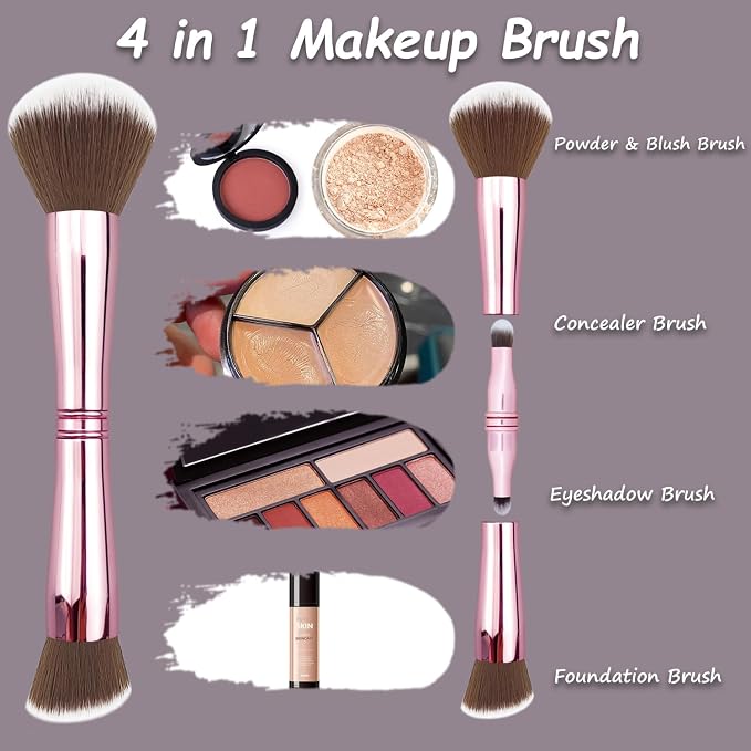 4 in 1 makeup brush-Pink