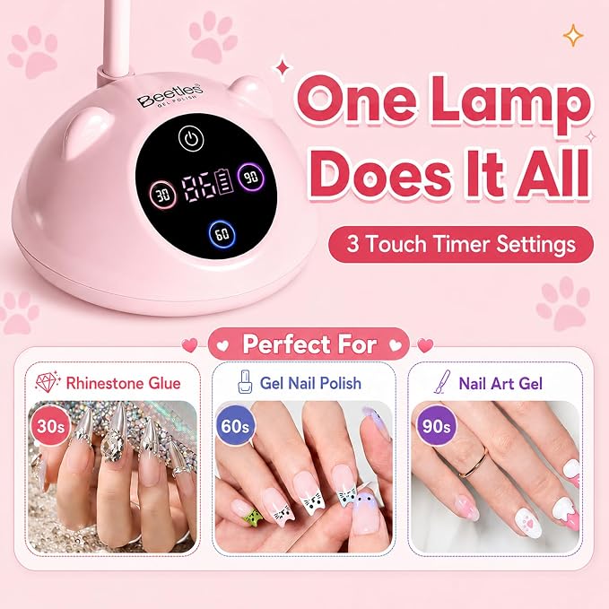 1-Pink Meowgic StrawPurr Mini UV Nail Lamp