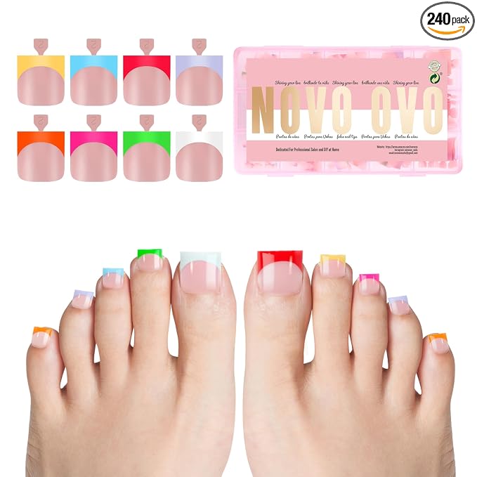 Sharp Square Toe Nail Tips Baby Pink 8 Mix Color