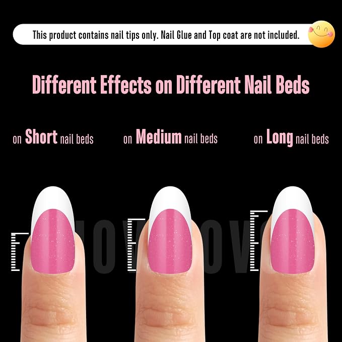 Oval White French Tip Rose Pink